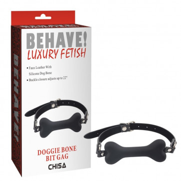 Черный кляп в виде кости Doggle Bone Bit Gag