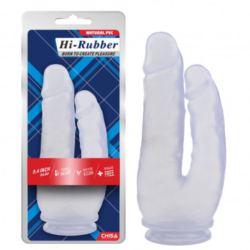 Гелевый двойной фаллоимитатор прозрачный Hi-Rubber Dildo Clear 9.4