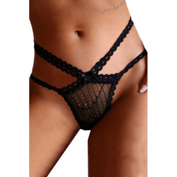 Black Sexy Sheer Strappy Mesh Thong