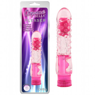 Вибратор розовый с пупырышками Crystal Jelly Pleaser