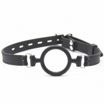 Черный кляп с силиконовым кольцом Black Silicone Ring Gag