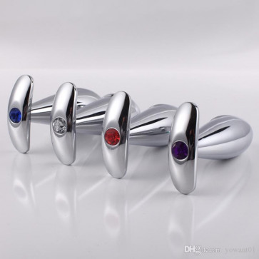 Metal Glans Anal Plug Clear, Red, Blue, Purple