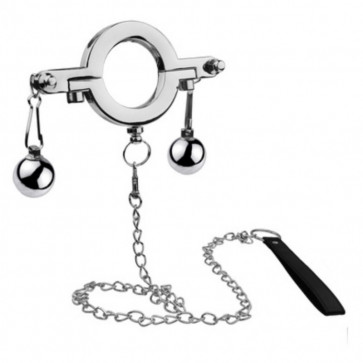 Кольцо утяжелитель для мошонки с поводком Cock Ring With Weight Ball and Leash