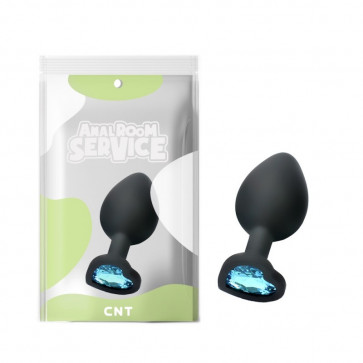 Черная анальная пробка с диамантом Love Black Diamond Plug Medium