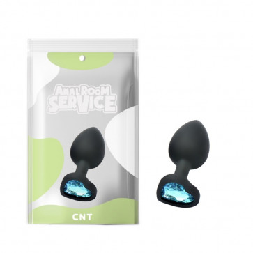 Черная анальная пробка с диамантом Blue Love Black Diamond Plug Small