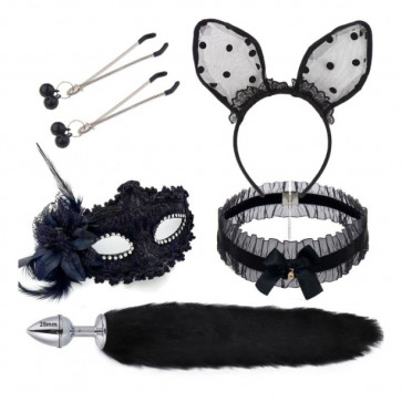 Fun mask, ear, hair clip, and anal plug for women