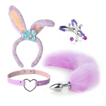 Metal tail anal plug rabbit mianyang yellow cattle tail four pieces