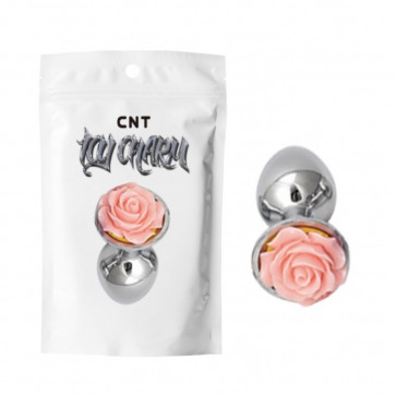 Анальная пробка с розовой розочкой Flirt Rose Metal Plug