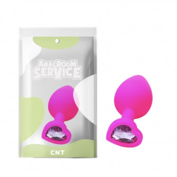 Силиконовая анальная пробка с фиолетовым камнем Love Rose Diamond Plug Medium