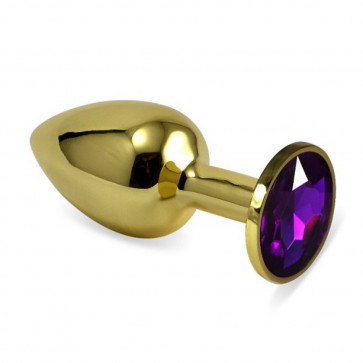 Золотая анальная пробка с фиолетовым камнем Rosebud Anal Plug Medium