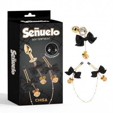 Зажими для сосков и анальная пробка Sexy Tempter Kit Black