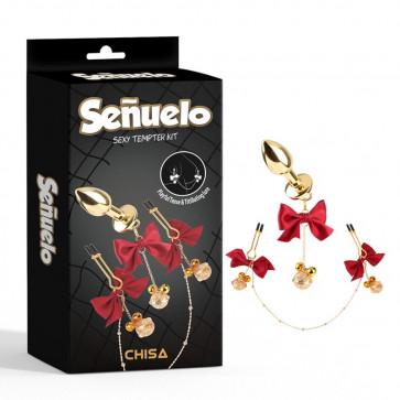 Зажимы для сосков и анальная пробка Sexy Tempter Kit-Red