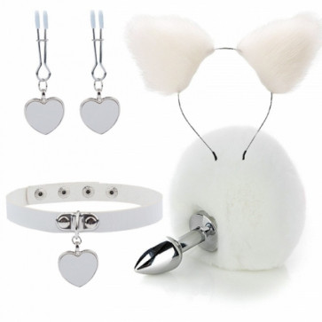 Белый нежный бдсм комплект Fur Sexy Kit