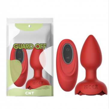 Анальная пробка с пультом управления и подсветкой Rainbow Light Rose Plug Red