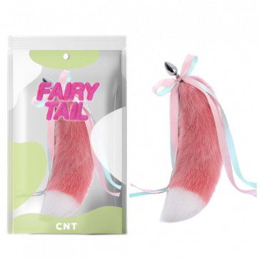 Анальная пробка с меховым хвостом Bicolor Foxs Tail PlugPink&White 18.5