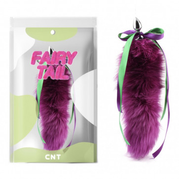Анальная пробка с пушистым хвостом Detachable Fluffy Fox Tail Plug Purple 18.5