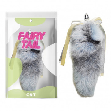 Анальная пробка с пушистым хвостом Detachable Cross Fluffy Fox Tail Plug Blue 18.5