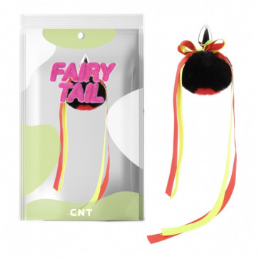 Анальная пробка с пушистым хвостом Cute Heart Fluffy Plug with Tail Black&Red