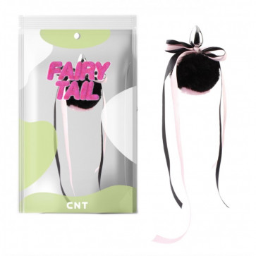 Анальная пробка с пушистым хвостом Cute Heart Fluffy Plug with Tail Black&Pink