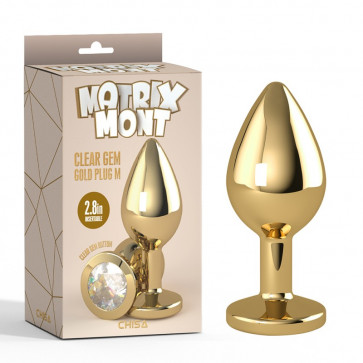 Анальная пробка Clear Gem Gold Plug Medium