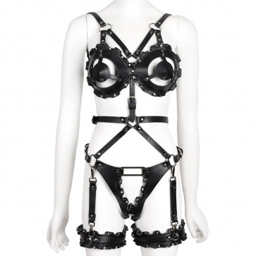 Бдсм комплект одежды Black Leather Bondage Straps