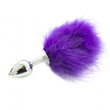 Анальная пробочка с пушком Metal Plug with Purple Tail