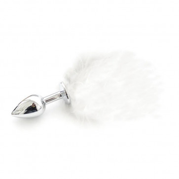 Анальная пробочка с пушком Metal Plug with White Tail