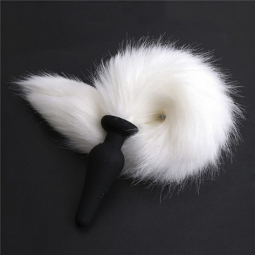 Анальная пробка с белым пушистым хвостом Flirting Tail Wool