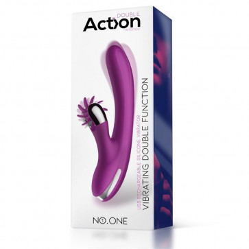 Вибратор с клиторальным стимулятором Action NoOne Vibrator Rotating Wheel