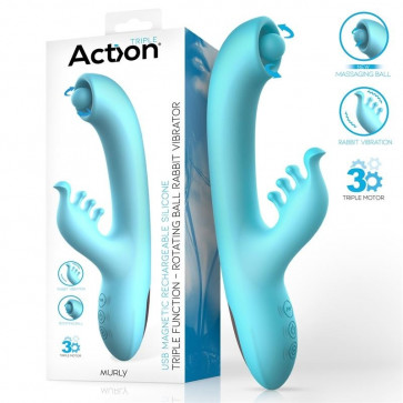 Вибратор с тройной стимуляцией Action Murly Rotating Ball Rabbit Vibrator