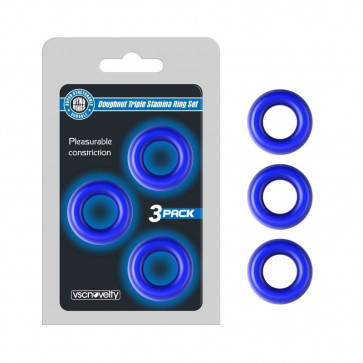 Набор эрекционных колец Doughnut Triple Stamina Ring Set Blue