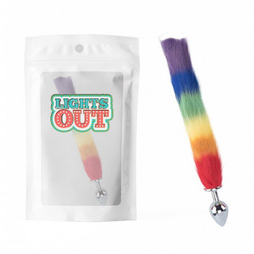 Анальная пробка с пышным хвостом Foxs Rainbow Tail Plug Rainbow Medium