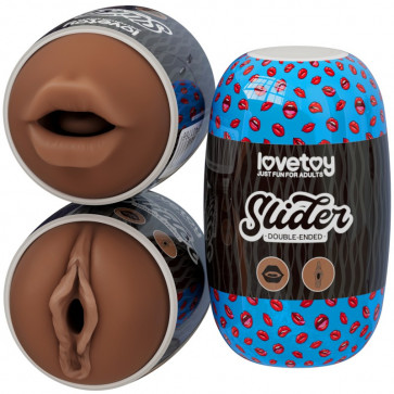 Мастурбатор для мужчин Slider Double-Ended Masturbator Mouth and Vagina Brown