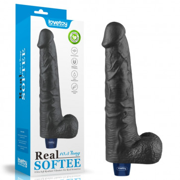 Вибратор мультискоростной Real Softee Rechargeable Vibrating Dildo Black 10.5