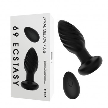 Анальная пробка с пультом 69 Ecstasy Spiral Mellow Plug Black