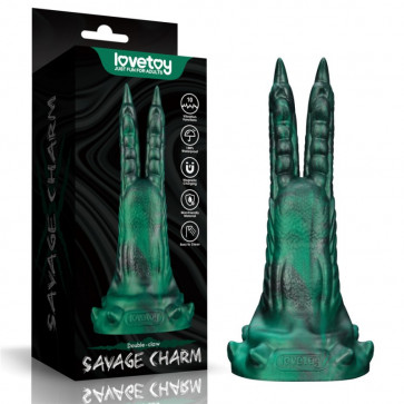 Двойной вибратор монстр Savage Charm Double Claw Vibrating Silicone Dildo