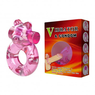 Кольцо с вибрацией и презервативом "Vibrator & condom" BI-010083