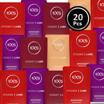 Набор из 20 шт ароматизированных универсальных гелей-лубрикантов EXS Flavoured Lube Sachets, 20х5 ml