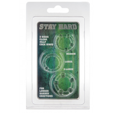 Набор из 3 шт эрекционных колец STAY HARD - Three Rings Clear, 35500-CLEAR