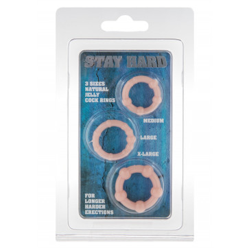 Набор из 3 шт эрекционных колец STAY HARD - Three Rings Skin, 35500-SKIN