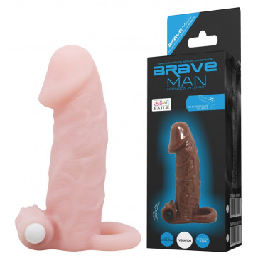 Насадка - презерватив с вибрацией Brave men BI-016011-1 ( телесная )