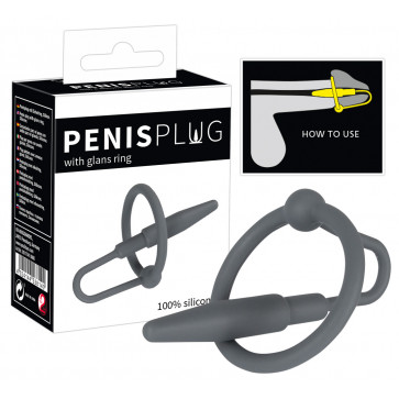 Эрекционное кольцо - Penis Plug with Glans Ring