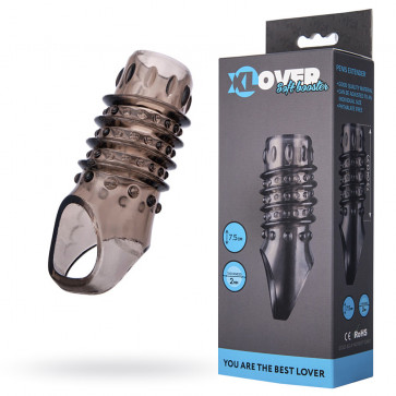 Насадка Toyfa XLover, для увеличения размера, TPE, черная прозрачная, 10,5 см