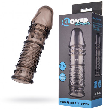 Насадка Toyfa XLover, для увеличения размера, TPE, черная прозрачная, 13,5 см