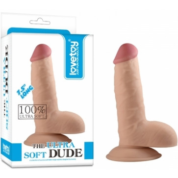Фаллоимитатор с мошонкой - The Ultra Soft Dude Flesh 7.5"