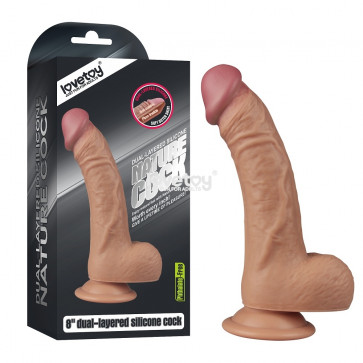 Фаллоимитатор с мошонкой - 8'' Dual-layered Silicone Dildo