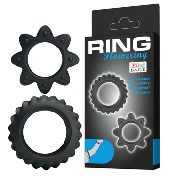 Эрекционные кольца - Ring Flowering Rings Black, 2 шт.