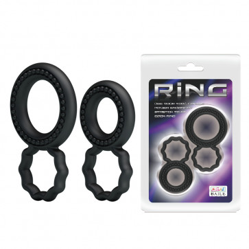Эрекционные кольца - Ring Set Double-Ring Black, 2 шт.
