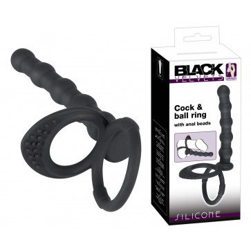 Насадка для двойного проникновения - Black Velvets Cock & ball ring