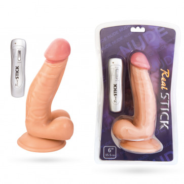 Реалистичный вибратор Toyfa Realstick Nude, PVC, телесный, 12 режимов вибрации, 20 см